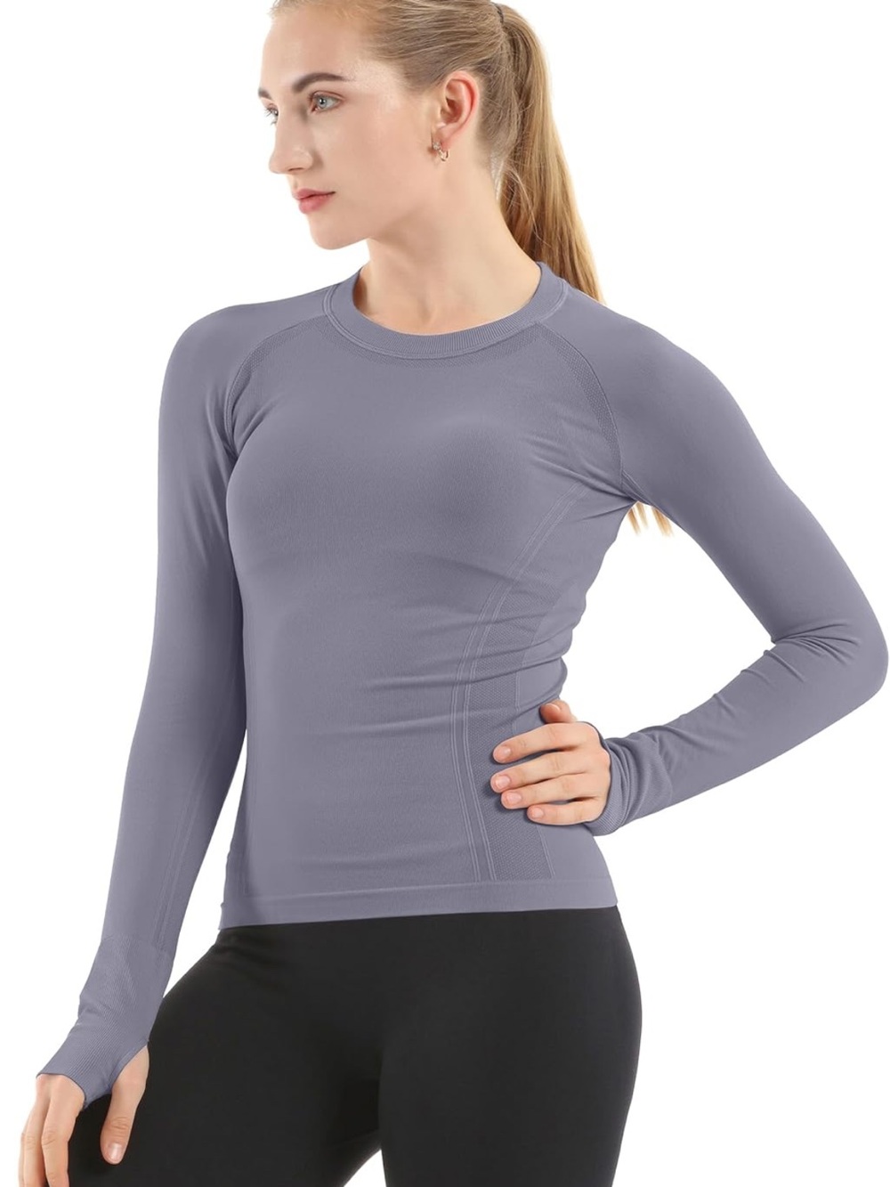 MathCat blue grey long sleeve compression workout top - small
